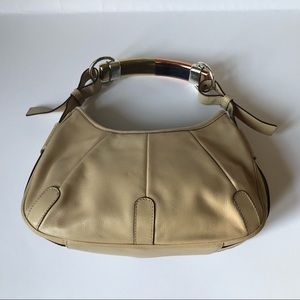 YSL Beige Leather MOMBASA bag 2 Tones Metal Handle